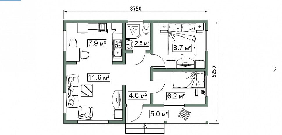 Фотография проекта «Дом из СИП-панелей SIP 6 - 54,69 м²»